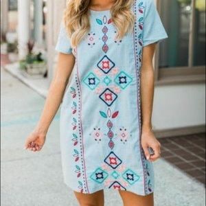 Pink lily blue pattern dress size S